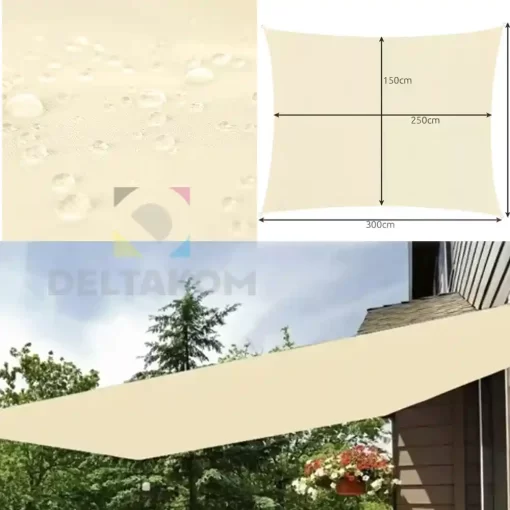 Senčno jadro 3x2m BEŽ - slika 2